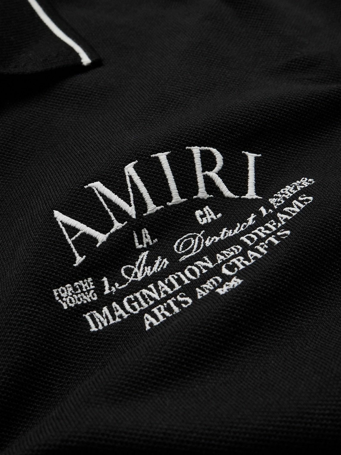 AMIRI - Arts District Logo-Embroidered Cotton-Piqué Polo Shirt - Black ...