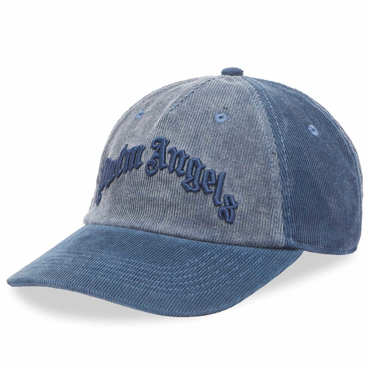 Photo: Palm Angels Men's Curved Logo Corduroy Cap in Vintage Black 