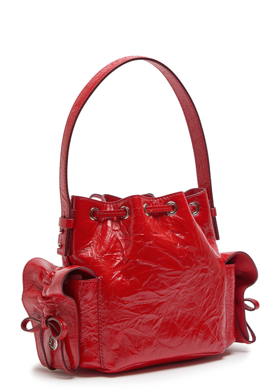 Acne Studios Multipocket Mini Patent Leather Bucket bag - Red - One Size