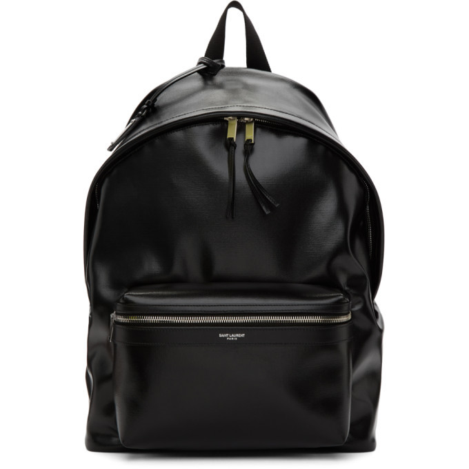 Saint Laurent Black Coated Canvas City Backpack Saint Laurent