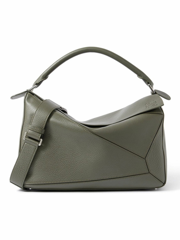Photo: LOEWE - Puzzle Edge Large Logo-Debossed Full-Grain Leather Messenger Bag