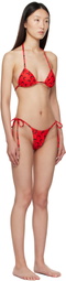 Marine Serre Black & Red Swimwear Jersey Bikini
