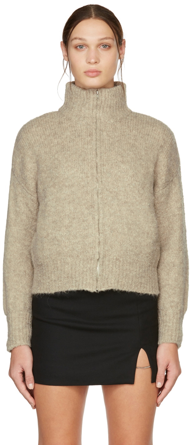DRAE Beige Trilly Zip-Up Sweater