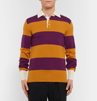 Gucci - Embroidered Striped Wool Polo Shirt - Purple