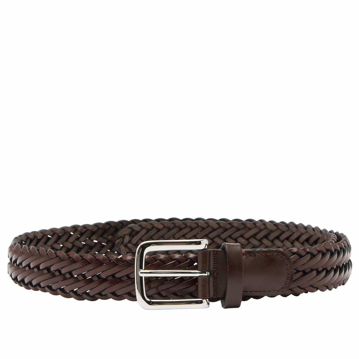 Anderson's Men's Andersons Narrow Woven Leather Belt in Black