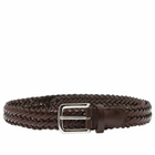 Anderson's Men's Andersons Narrow Woven Leather Belt in Mid Brown