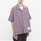 Instru(men-tal) by Mihara Men's Short Sleeve Oxford Shirt in Purple