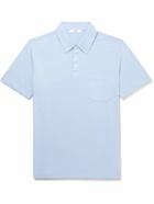 Mr P. - Garment-Dyed Organic Cotton-Jersey Polo Shirt - Blue