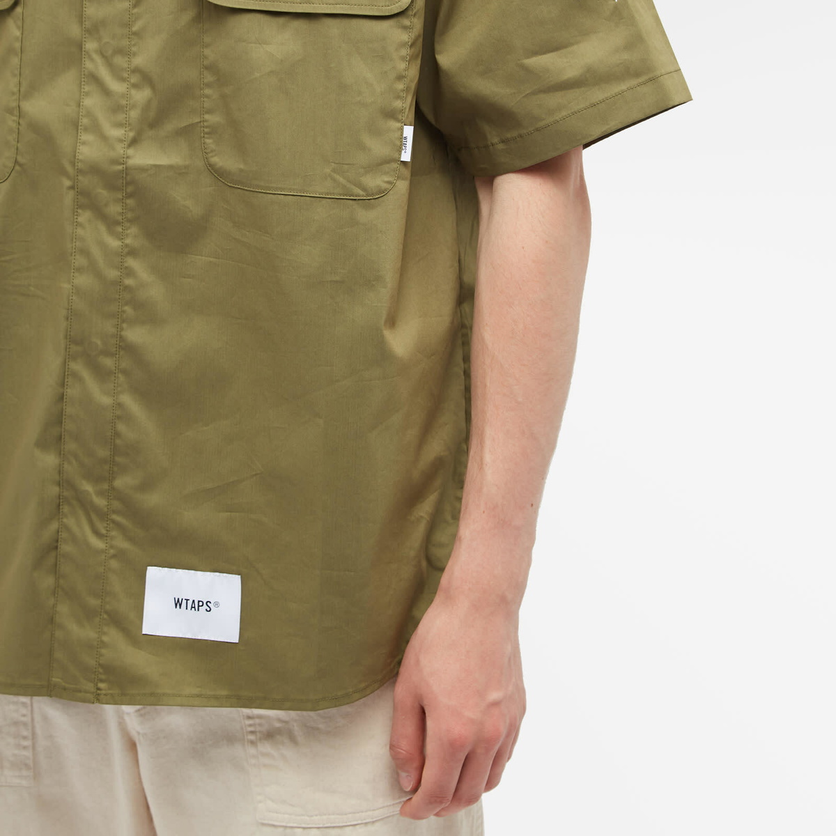 WTAPS Men's 8 Printed Short Sleeve Shirt in Olive Drab WTAPS