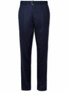 Officine Générale - Paul Belted Slim-Leg Worsted Virgin Wool Suit Trousers - Blue