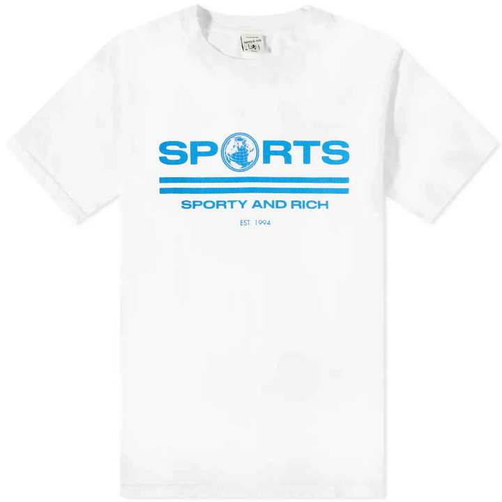 Photo: Sporty & Rich Sports T-Shirt in White/Ocean
