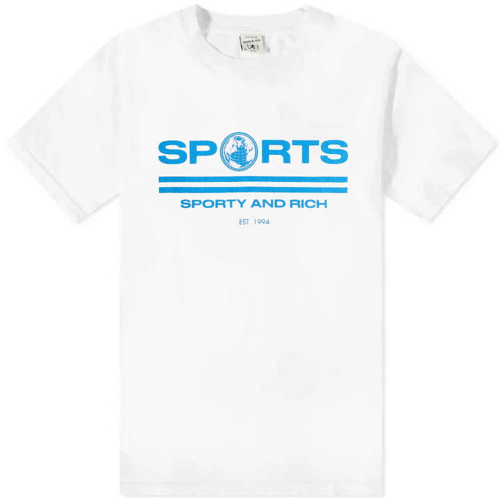 Photo: Sporty & Rich Sports T-Shirt in White/Ocean