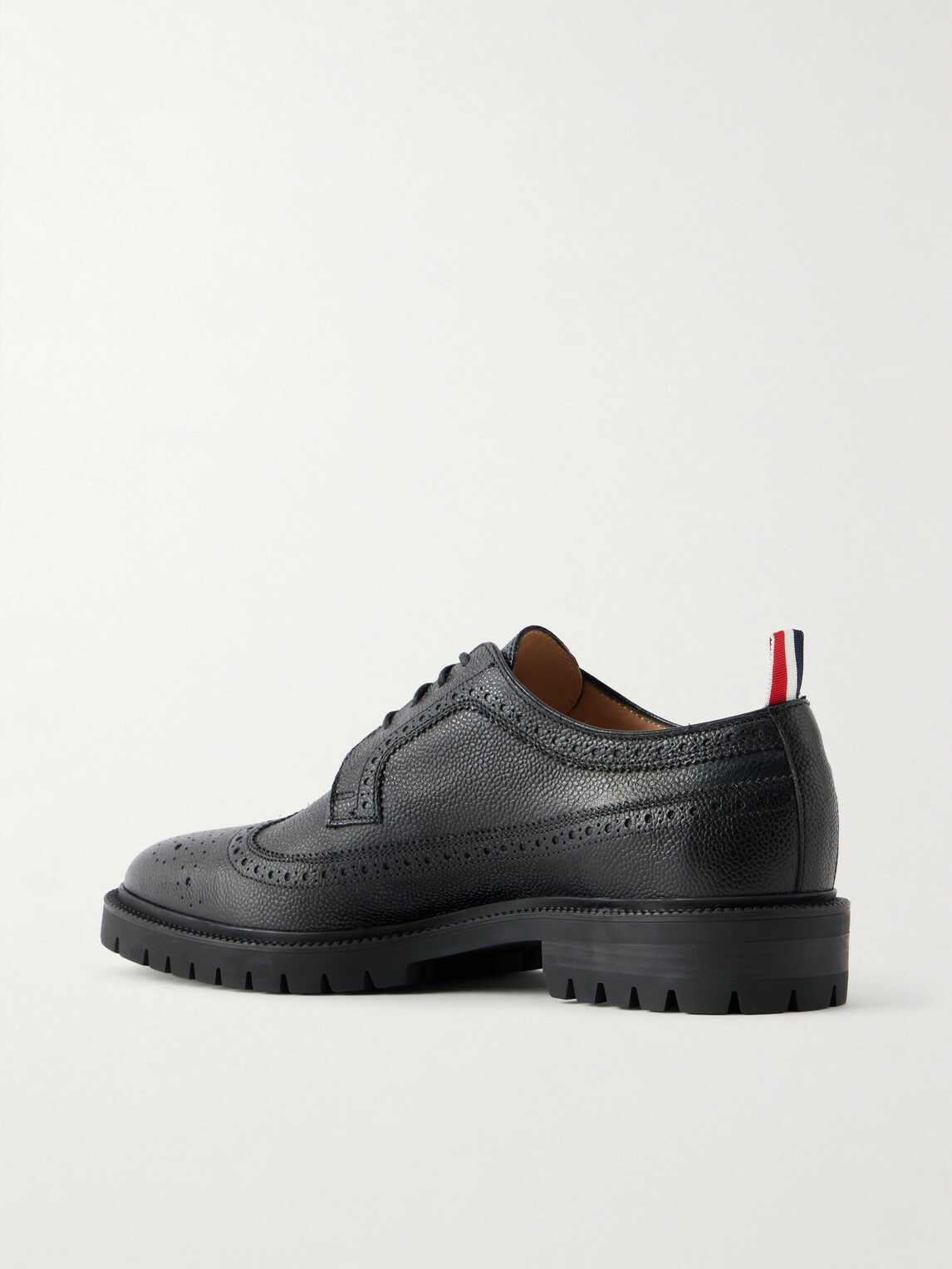 Thom Browne - Longwing Pebble-Grain Leather Brogues - Black