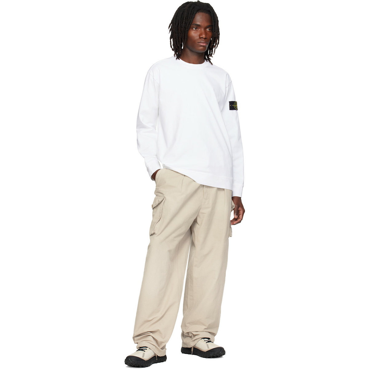 Stone Island White 6100057 Heavy Organic Cotton Sweatshirt