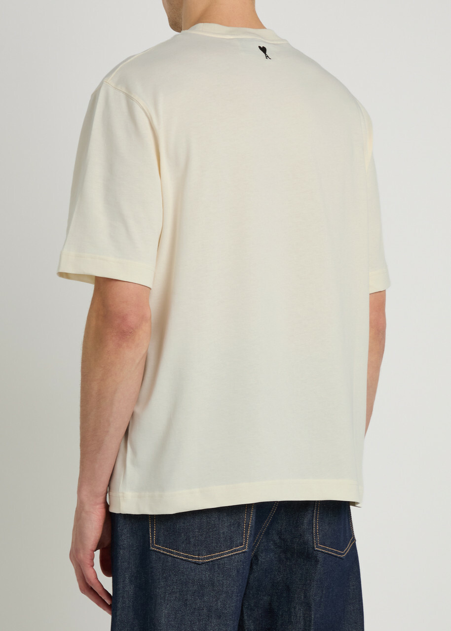 Ami Paris Logo-appliquéd Cotton T-shirt Off White
