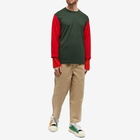 Comme des Garçons Homme Plus Men's Long Sleeve Layered Panel T-Shirt in Dark Green