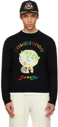 Casablanca Black Character Intarsia Crew Sweater