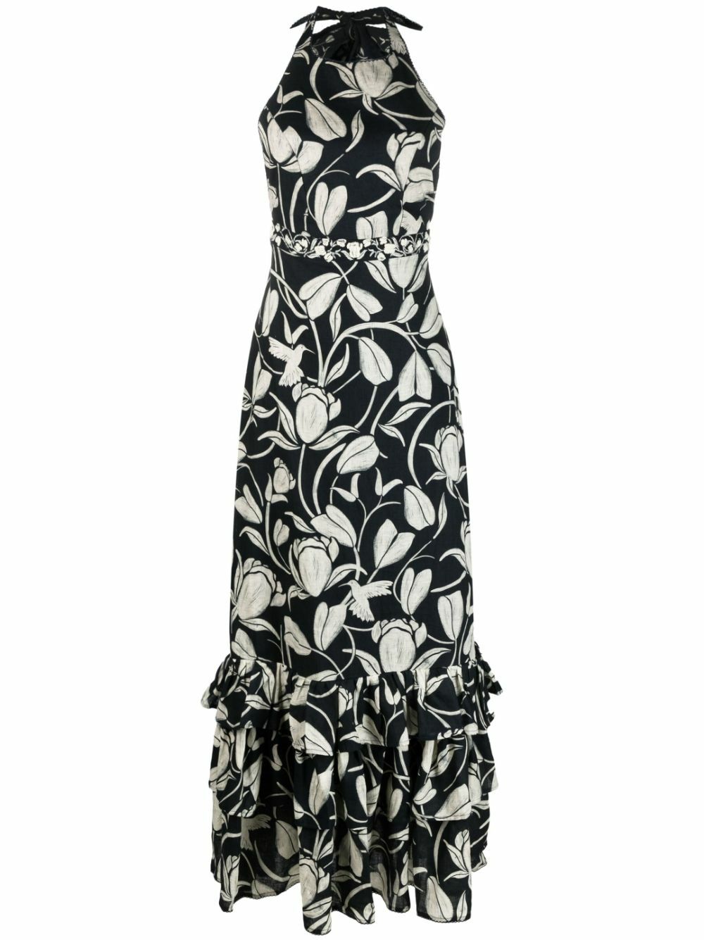 AGUA BY AGUA BENDITA - Halter Neck Printed Linen Long Dress Agua by Agua  Bendita