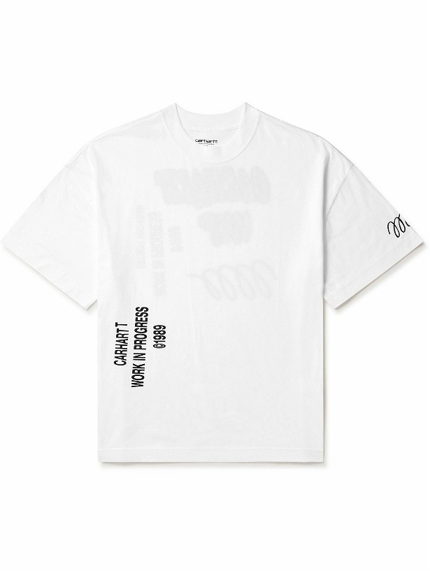 Photo: Carhartt WIP - Signature Logo-Print Cotton-Jersey T-Shirt - White