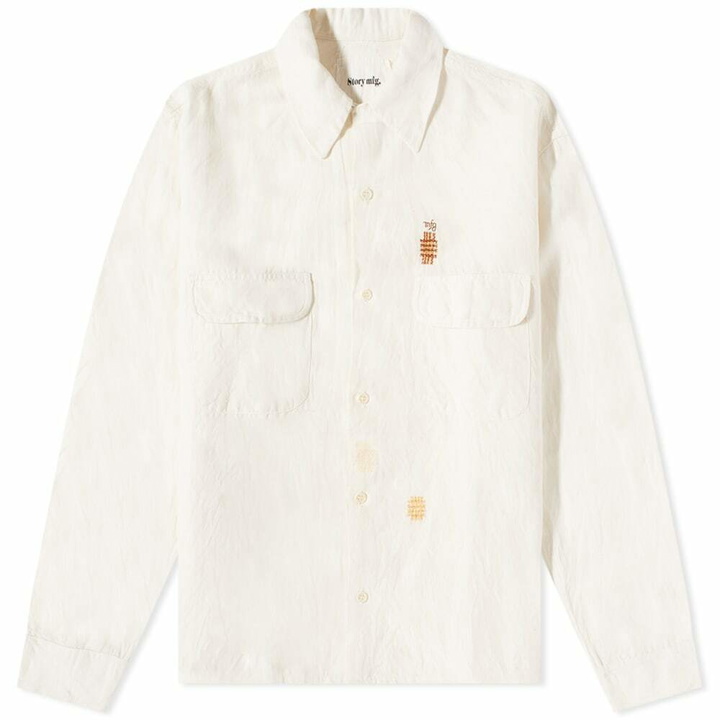 Photo: Story mfg. Men's Snack Monogram Overshirt in Ecru