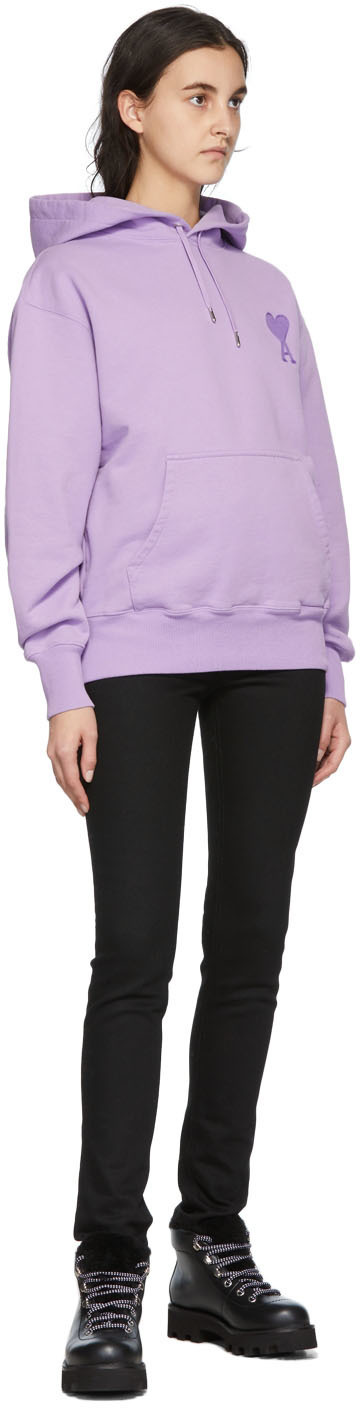 AMI Paris Purple Ami De Cœur Big Patch Hoodie