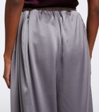 Jacques Wei Leather-trimmed satin wide-leg pants