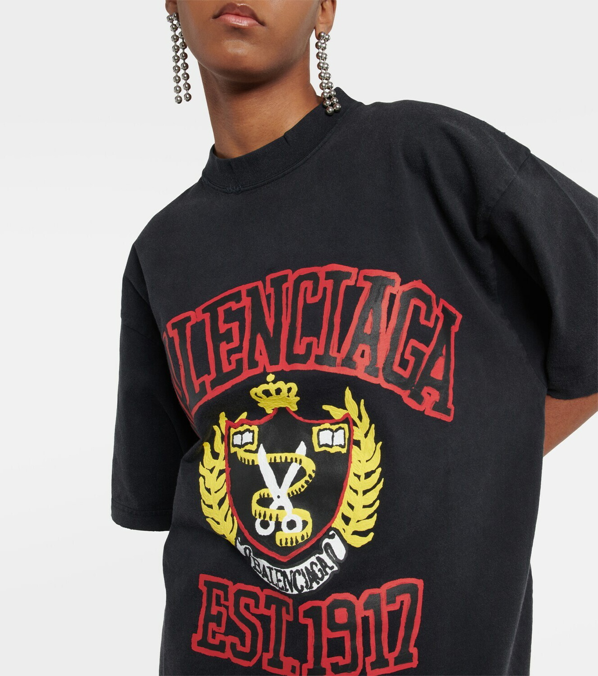 Balenciaga - College logo cotton T-shirt Balenciaga