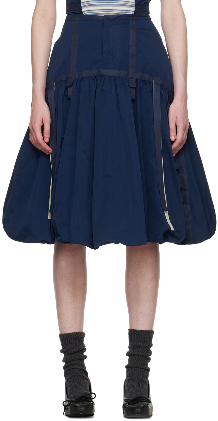 Paula Canovas Del Vas Navy Bonbon Midi Skirt