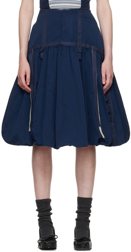 Photo: Paula Canovas Del Vas Navy Bonbon Midi Skirt