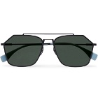 Fendi - Square-Frame Metal Polarised Sunglasses - Black