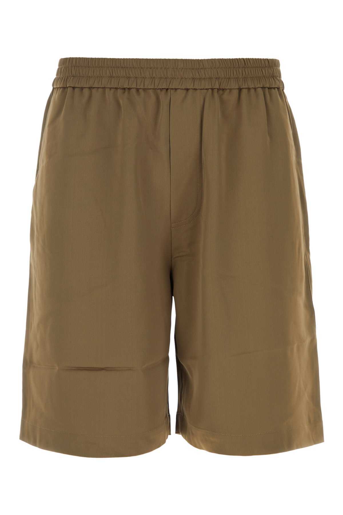 Nanushka Khaki Satin Remko Bermuda Shorts