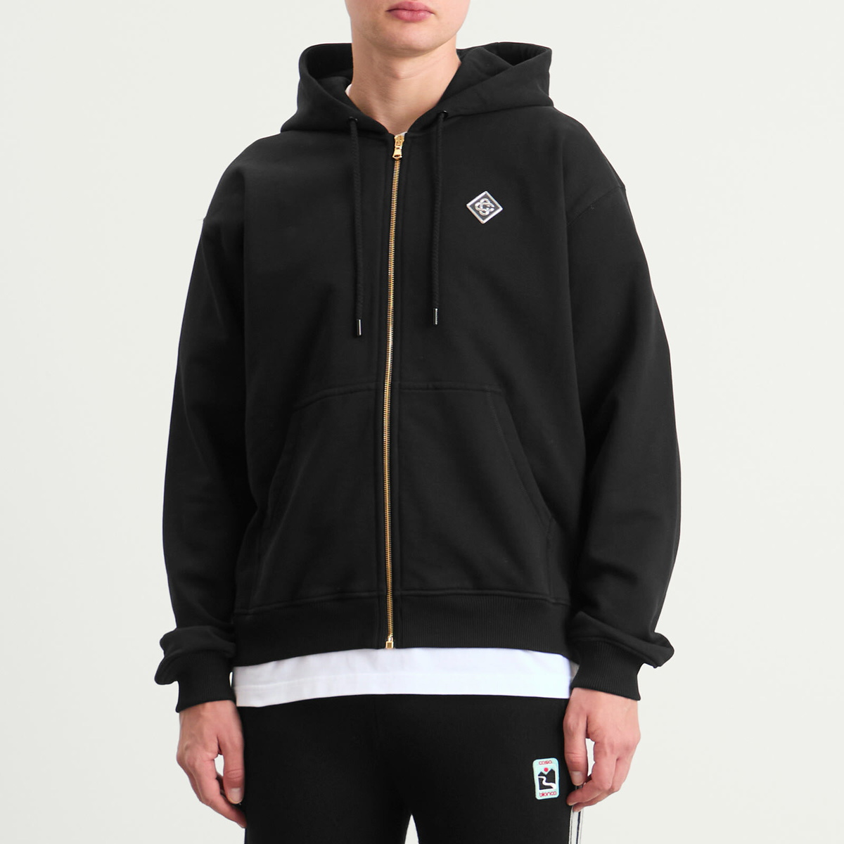 Casablanca Men's Loopback Casa Chrome Full Zip Hoodie in Black