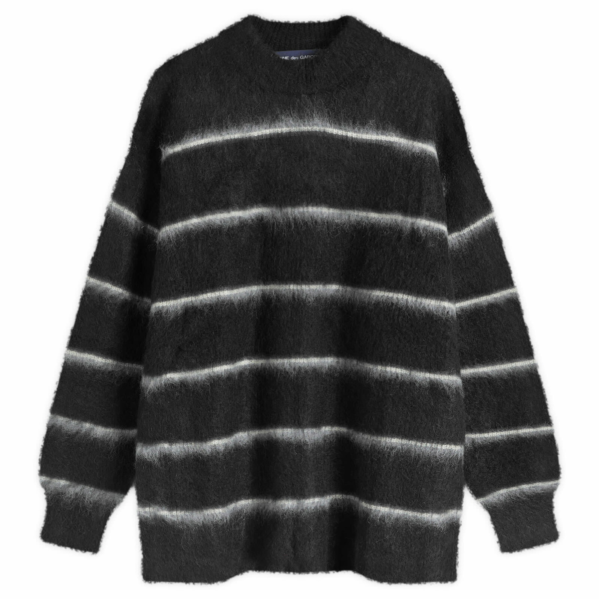 Comme des Garçons Homme Men's Raised Stripe Mohair Sweater in Black