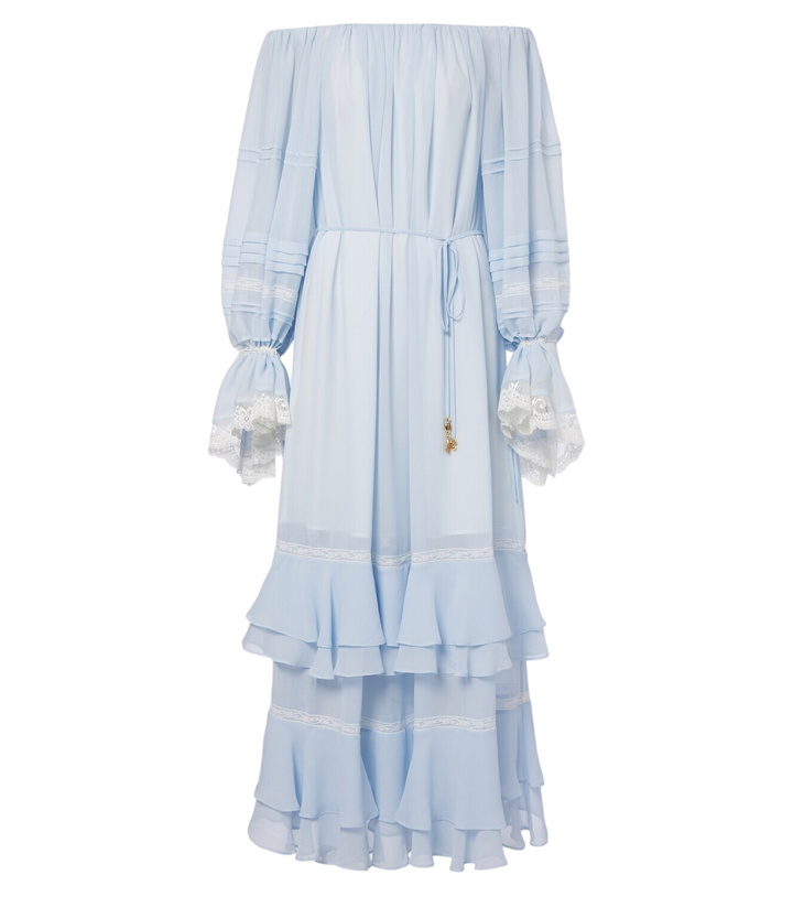 Photo: Xu Zhi Ruffled off-shoulder lace-trimmed maxi dress