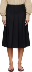 A.P.C. Black Pleated Midi Skirt