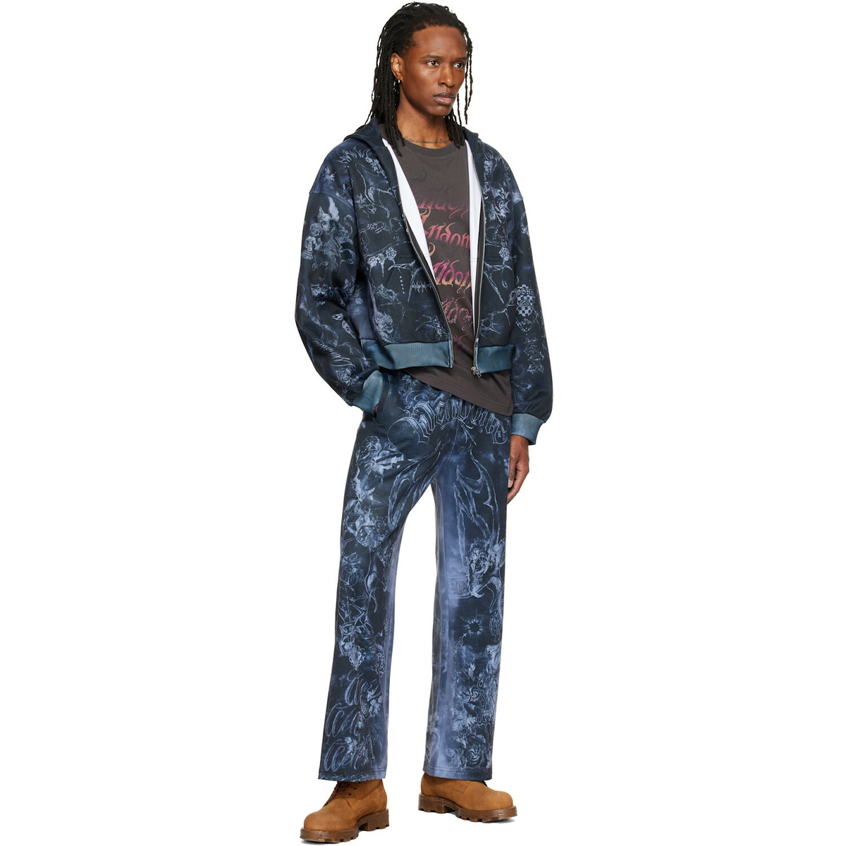 We11done Gray Tattoo Printed Sweatpants