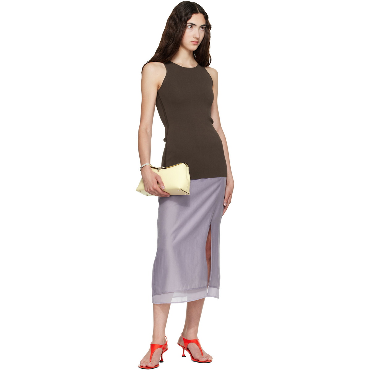 TOTEME Beige T-Lock Leather Clutch