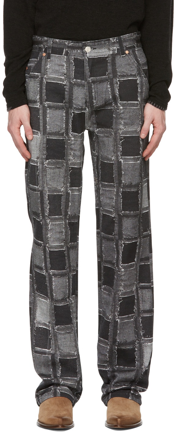 zout Super goed Moet Andersson Bell Black Rode Patchwork Print Jeans Andersson Bell