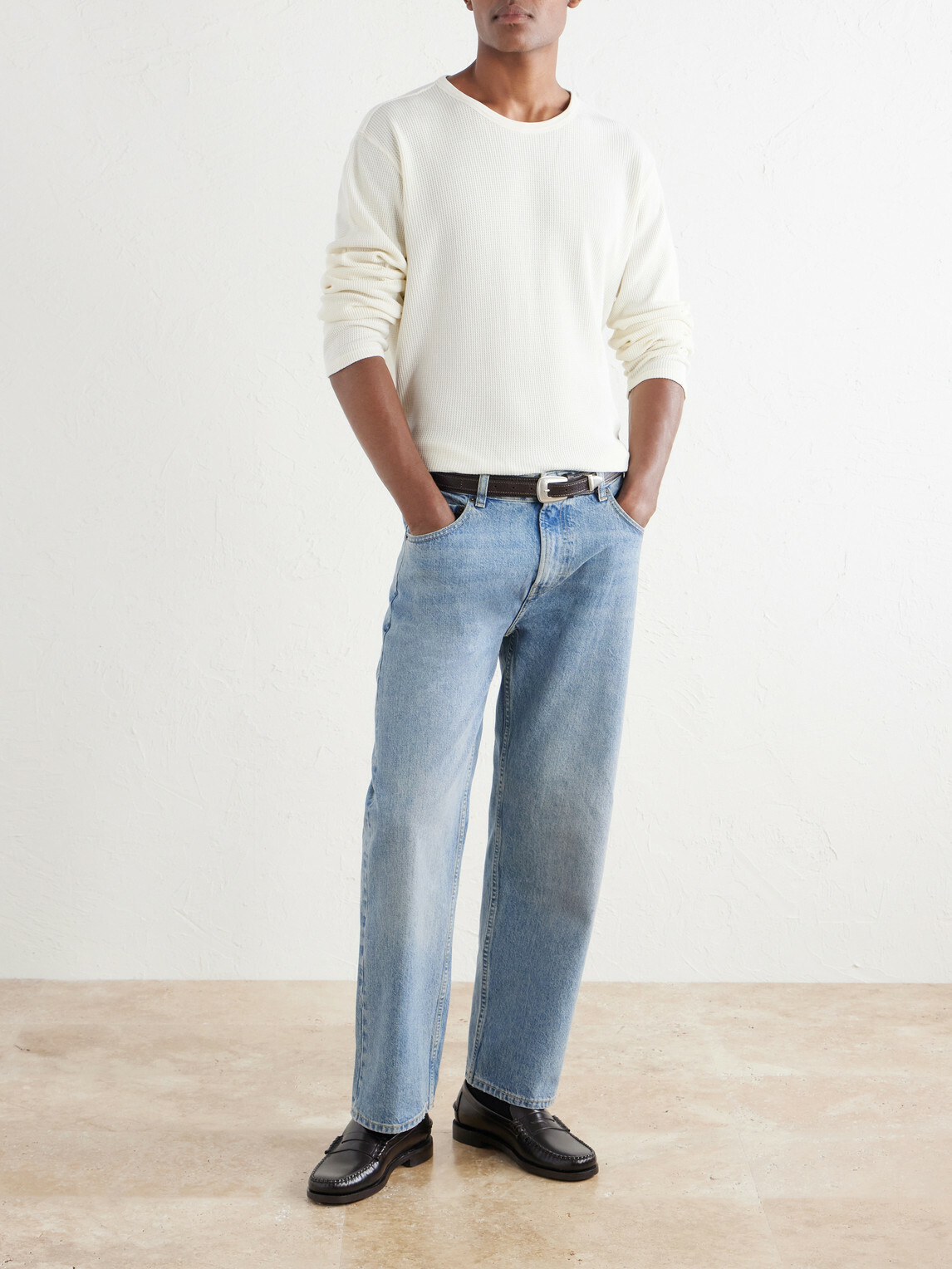 Hartford - Waffle-Knit Cotton T-Shirt - Neutrals