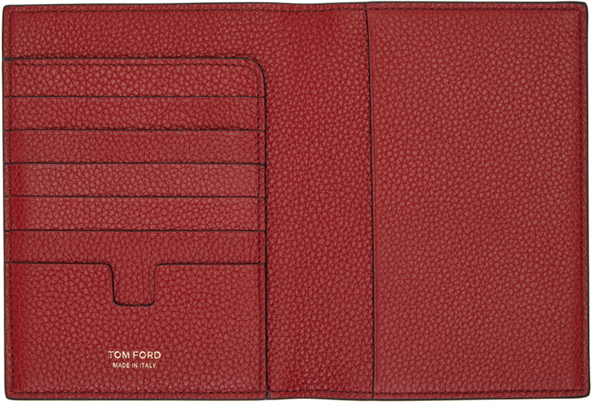 TOM FORD Black & Red Leather Passport Holder TOM FORD