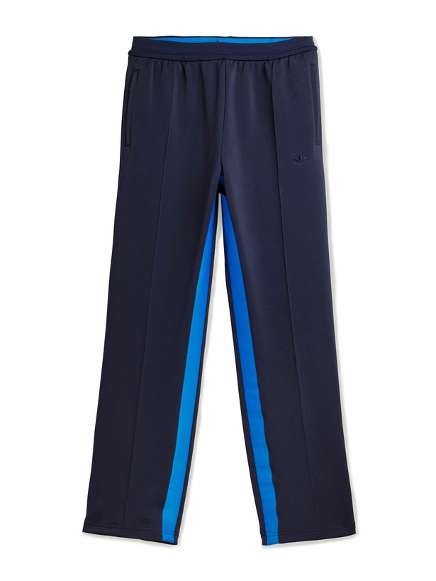 Photo: adidas Originals - Wales Bonner Straight-Leg Satin-Jersey Trimmed Recycled-Piqué Track Pants - Blue