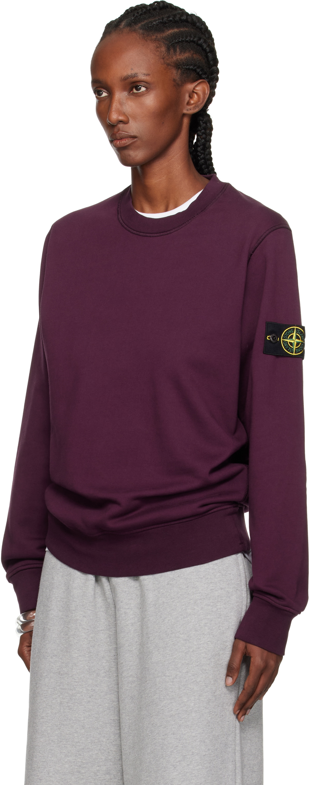 Stone Island Purple 6100060 Organic Cotton Fleece Sweatshirt