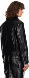 MSGM Black Patent Faux-Leather Jacket