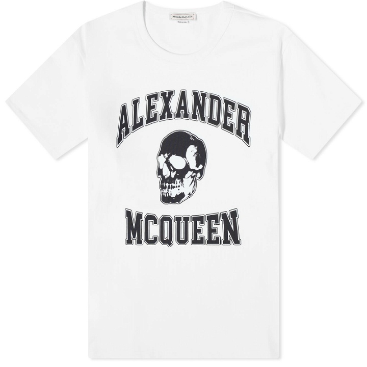 Photo: Alexander McQueen Men's Varsity Skull Print T-Shirt in White/Black