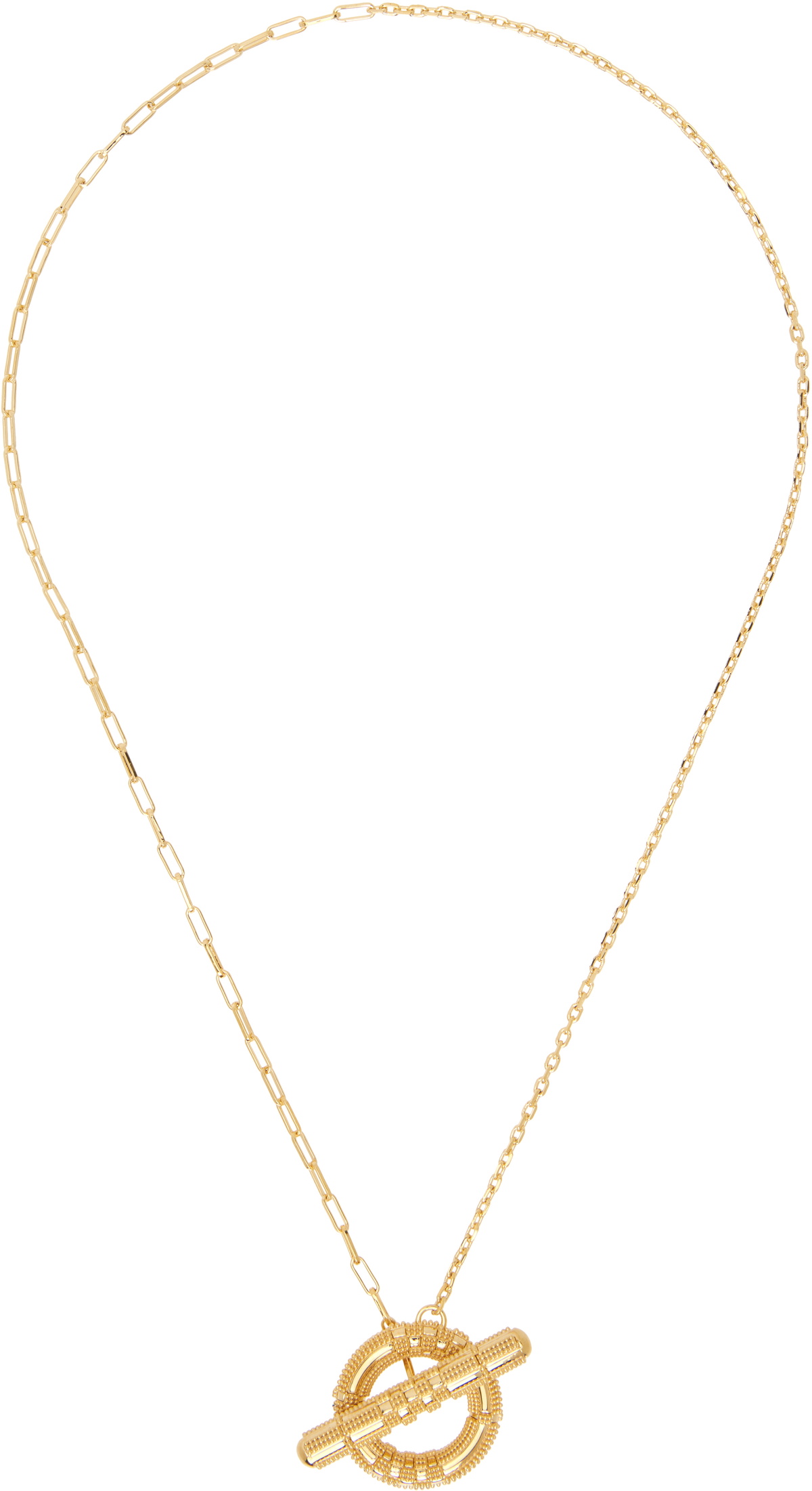 Burberry Check Granulation T-Bar Necklace