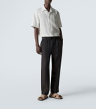 Brioni Leather-trimmed suede sandals