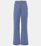 Ganni Striped mid-rise wide-leg jeans