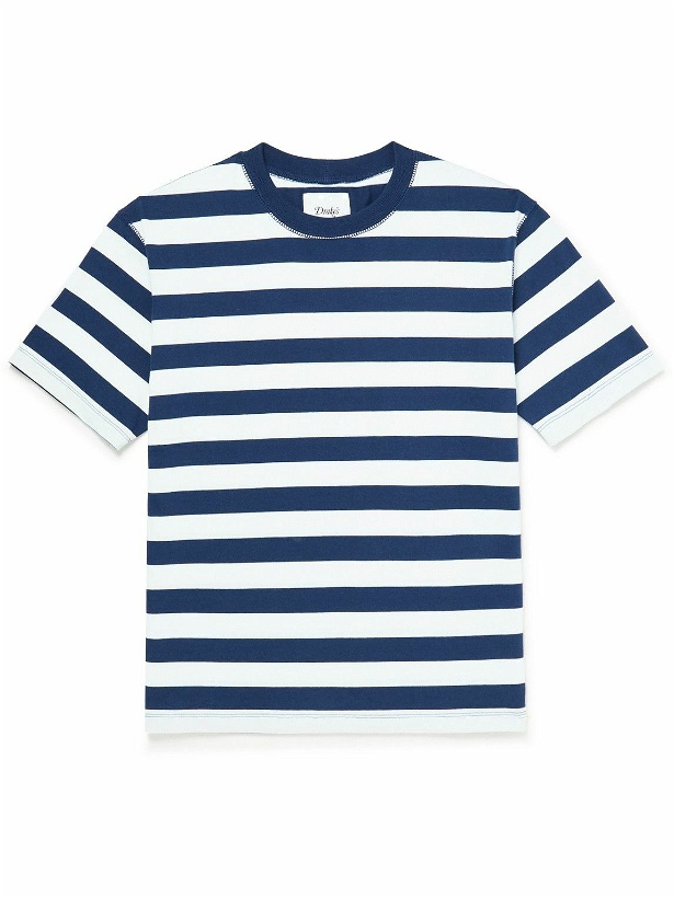 Photo: Drake's - Striped Cotton-Jersey T-Shirt - Blue