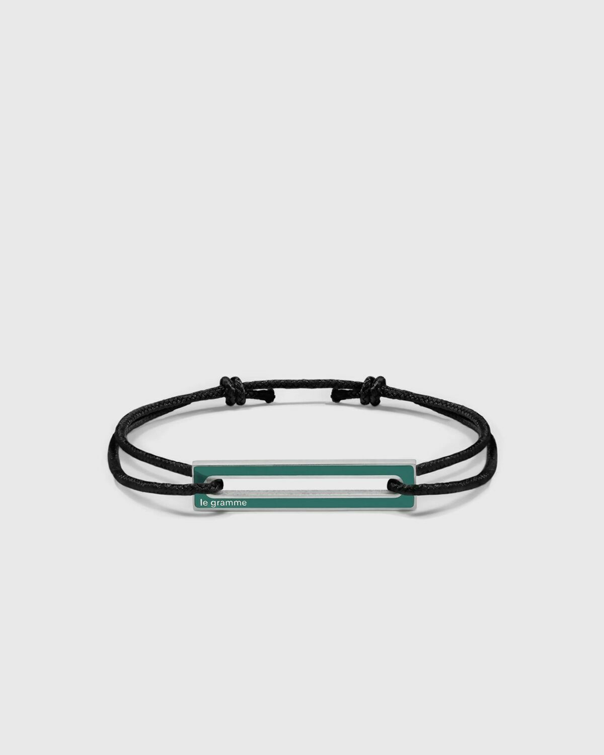 Le gramme 1.7g polished sterling silver Green lacquered cord bracelet Green Mens Jewellery