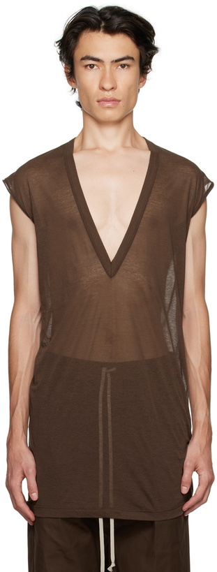 Photo: Rick Owens Brown V-Neck T-Shirt